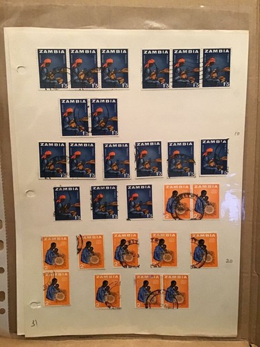 Zambia stamps album page - stamps,