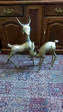 Very Large Pair Of Brass Deer