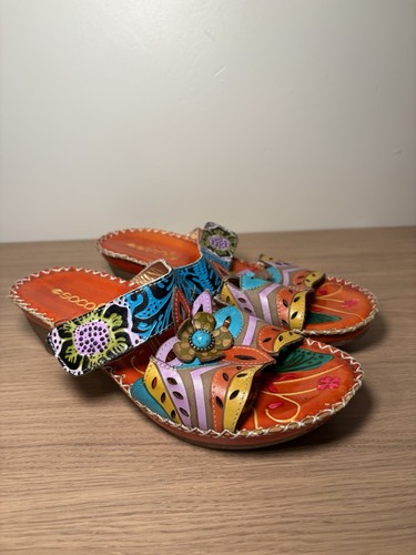 Socofy floral leather sandals - floral,