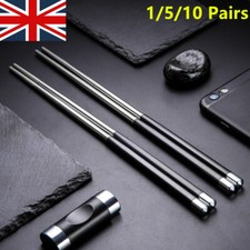 1-10 Pairs Reusable Chopsticks Metal Korean Chinese Stainless-Steel Chop Sticks