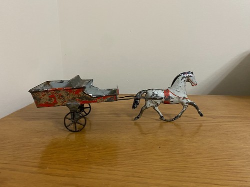 Antique tin horse drawn - drawn, wagon