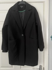Topshop petite black single button double pocket cuffed coat jacket size 10