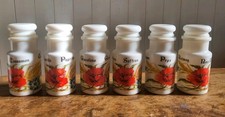 VINTAGE OPALEX MILK GLASS SPICE JARS SET OF SIX COUNTRY LIFE ITALIAN 1970S 