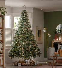 Habitat 8ft Pre Lit Blue Oscar Pine Cone Christmas Tree - Green
