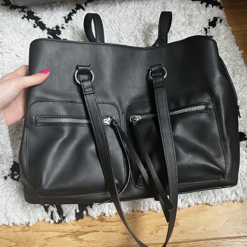 Black faux leather - black, handbag