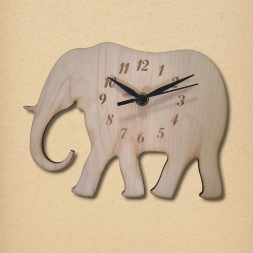 Elephant clock wooden - elephant,