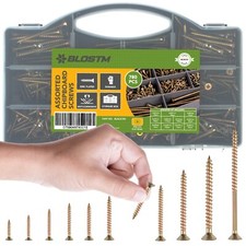 BLOSTM 780PC Wood Screws Assortment Set Zinc Plated Fences Floorboard Chipboard