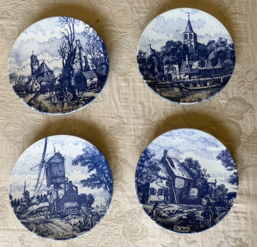 Vintage delft blau plate set - vintage,