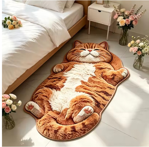 Cute cartoon cat shaped rug - cartoon,