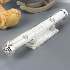 Engraved Silver Plated Certificate Holder Baby Boy Girl Christening Baptism Gift