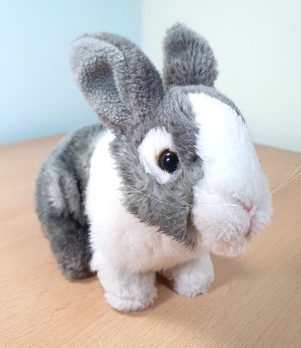 Grey white rabbit plush soft - grey,