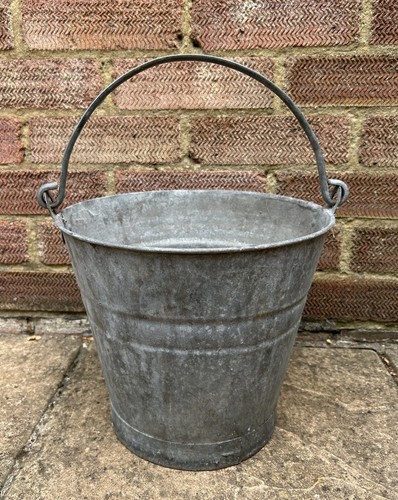 Vintage galvanised bucket - galvanised, old