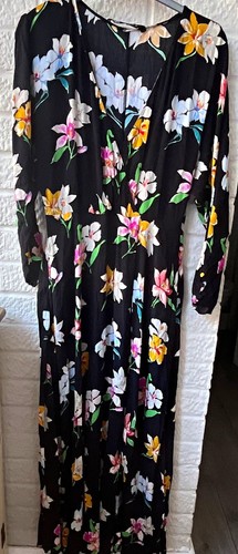 Zara black floral neck long - black,