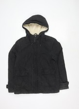 Topman Men's XS Black Hooded Jacket, Winter Casual