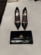 New Navy Patent Court Shoes And Bag Size 8