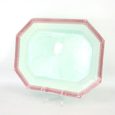 ADAMS Calyx Ware Ironstone Lowestoft Serving Platter Pale Green Pink Border-EHB