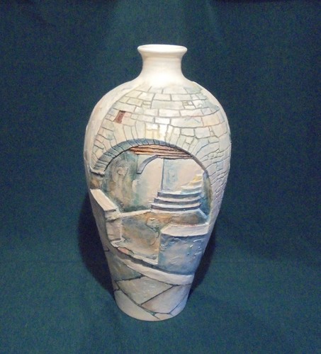 Vintage art pottery vase - , c1980