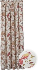 Kensington Lined Door Curtain 45x84 Terracotta Botanical Bird Print (1 Panel)