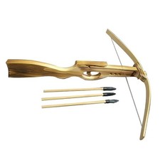 Wooden Pistol Crossbow Bolt Archery Bow Safe Rubber Head Outdoor Toy 3x Arrows