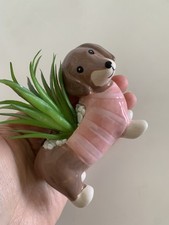 New Look Sausage Dog Dachshund Faux Plant Mini Ornament Pink Decor 