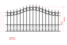 Heavy Duty Arched Fence Panel 2347mm GAP x 1210mm High Zinc & Powder Coated