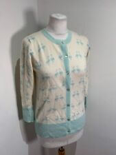 Red Herring flamingo cardigan 14 VGC cream knit wool blend retro vintage style