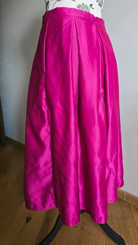 Pink midi satin skirt - pink, &