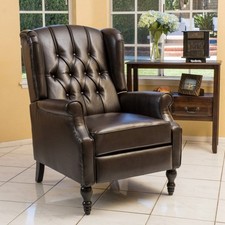Brown Tufted Leather Wingback