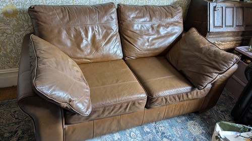 Next brown leather seater - brown,