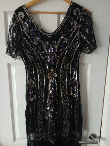 Black beaded sequin tassels - beaded,