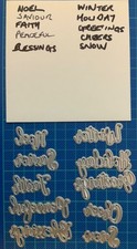 Whimsy Stamps Christmas/Holiday Sentiments Die Cutters Set of 10. Sizzix compat