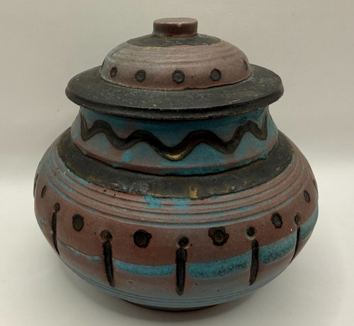 Studio pottery lidded jar - pottery,