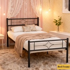 3ft Single Metal Bed Frame Strong Iron Platform Bed Slatted Bed for Bedroom