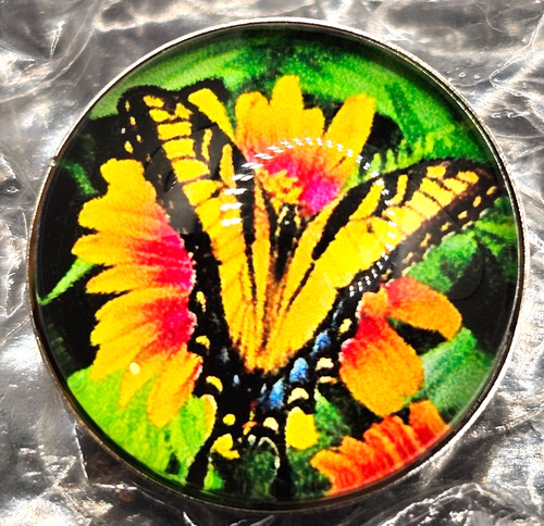 Butterfly glass popper button - glass,