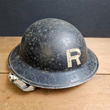 Nice Untouched Original WW2 British Home Front R Rescue Helmet Complete Named