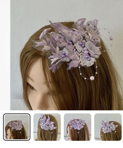 Lilac hair fascinator - hair,