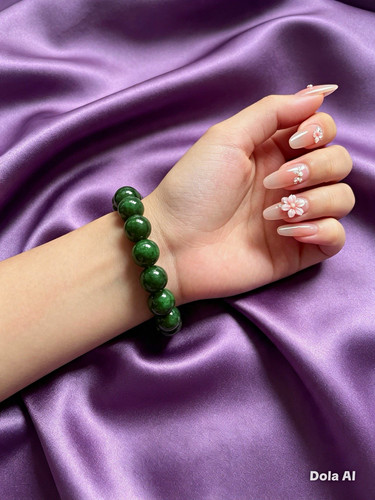 Jade green stone round beaded - green,