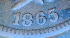 1865 Plain 5, Indian Cent