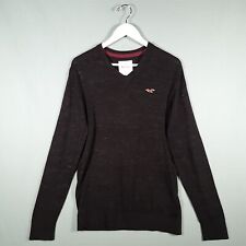 Hollister Jumper Mens Medium Black Red Knit Long Sleeve Pullover Sweater Top