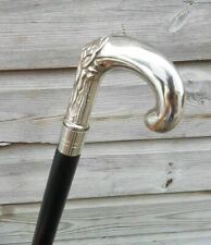 Solid Silver eva Adam Head Vintage BLACK Wooden Walking Stick Cane handmade Gift