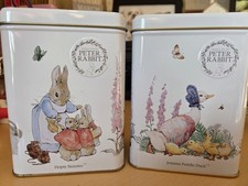 2 Beatrix Potter Peter Rabbit Tea Tins. Flopsy Bunnies & Jemima Puddle-Duck.
