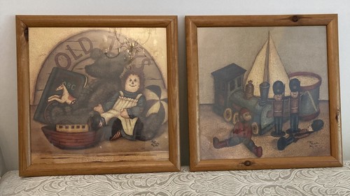 Vintage old toys framed - old,
