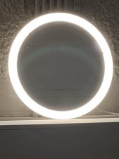 Round Makeup Vanity Mirror with Integrated LED Ring Light, 47cm - White