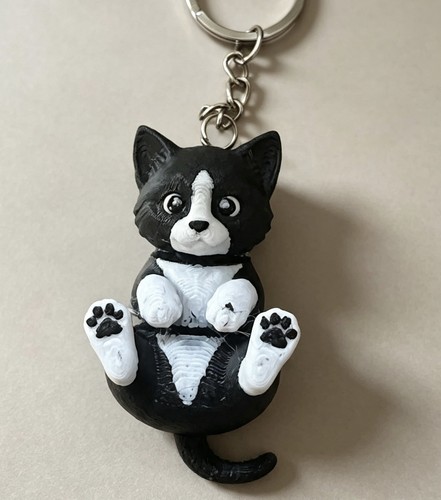 Black white cat keychain - cat,