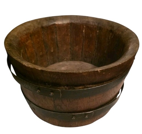 Antique oak barrel treen grain - oak,