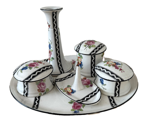 Antique porcelain dresser set - antique,
