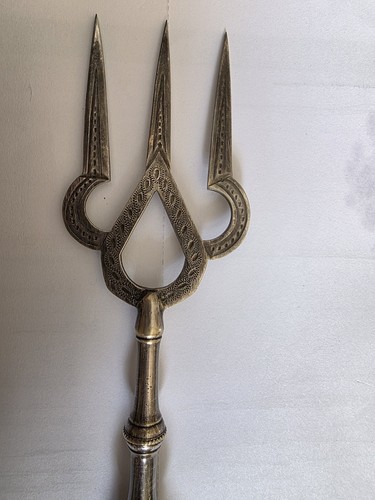 Antique pronged trident fork - trident,