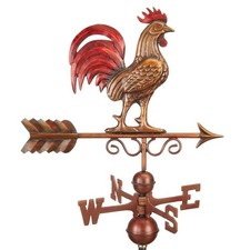 Weathervane Bantam Red Rooster - 22-Gauge Pure Copper Hand - Multi-Color Patina