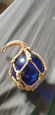  Fishing Boat Net Floats Glass Baubles Japanese Bristol Blue Colour Nautical 5" 