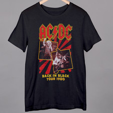 ACDC Back in Black 1980 Reprint Black T Shirt small to 4xl fast dispatch
